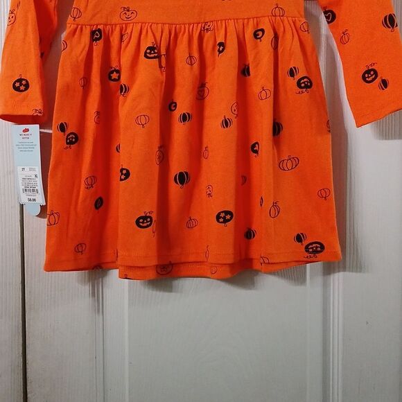 Cat & Jack orange long sleeve Halloween pumpkin jack o lantern dress  Sz… - Picture 7 of 8